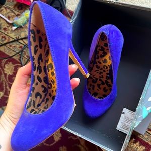 Jessica Simpson electric blue leopard suede heels size 6